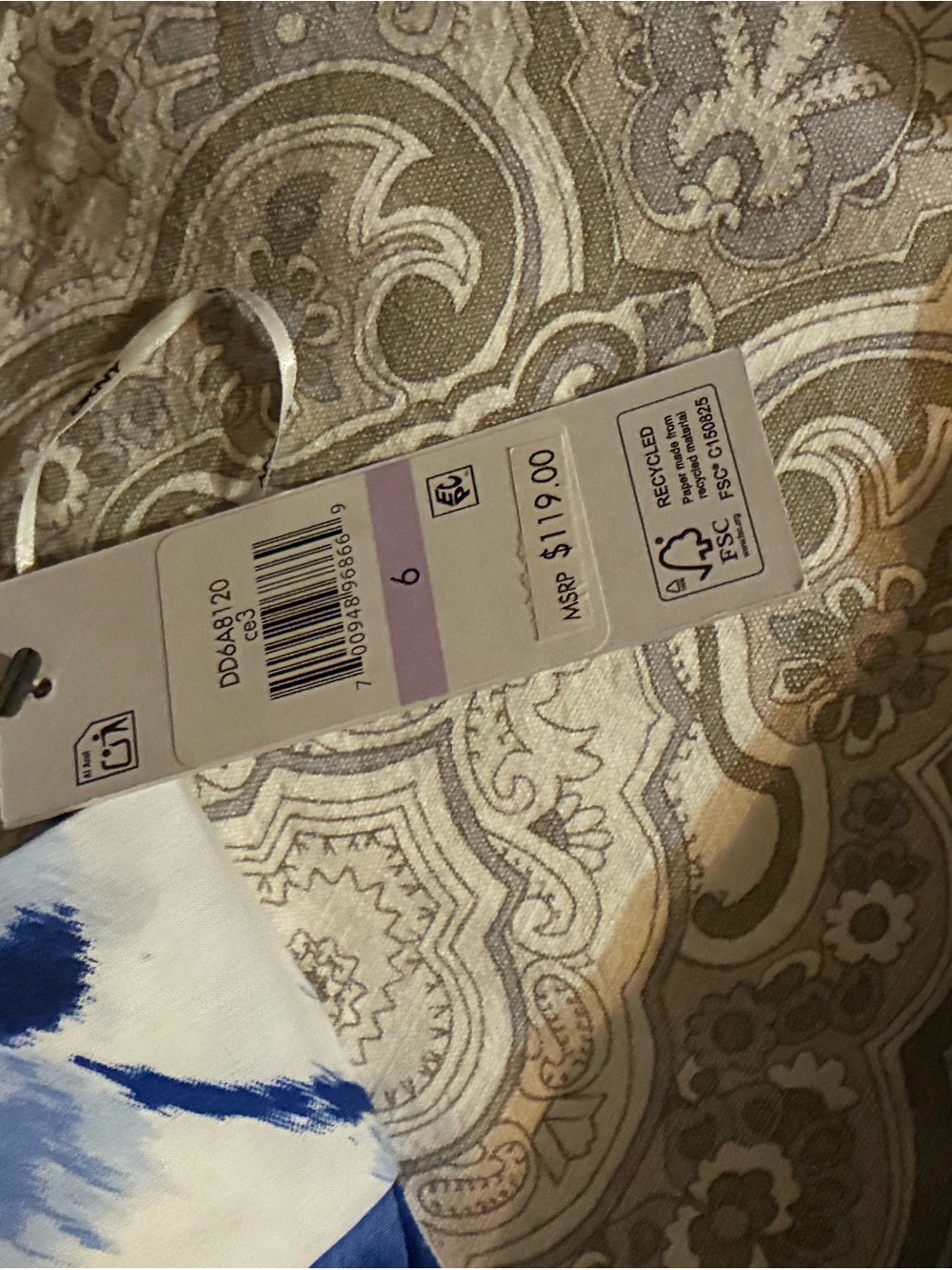 DKNY White Midi Dress with Blue Watercolor Floral Print - Picture 4 of 5